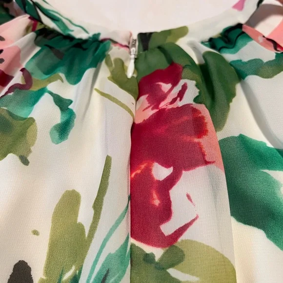 Women’s Plus Size Evan Picone Floral Midi Sleeveless Ruffle Dress Size 16 - Picture 7 of 8